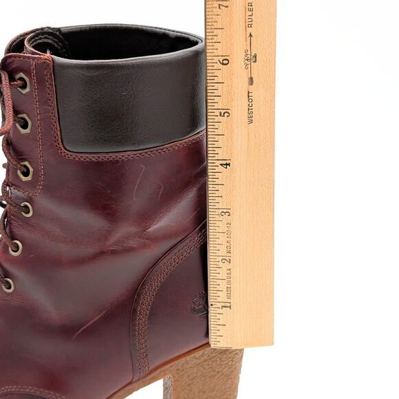 Timberland Glancy Lace-Up Boots Womens 9 Burgundy Leather Block Heel A18Z6 - Picture 13 of 13
